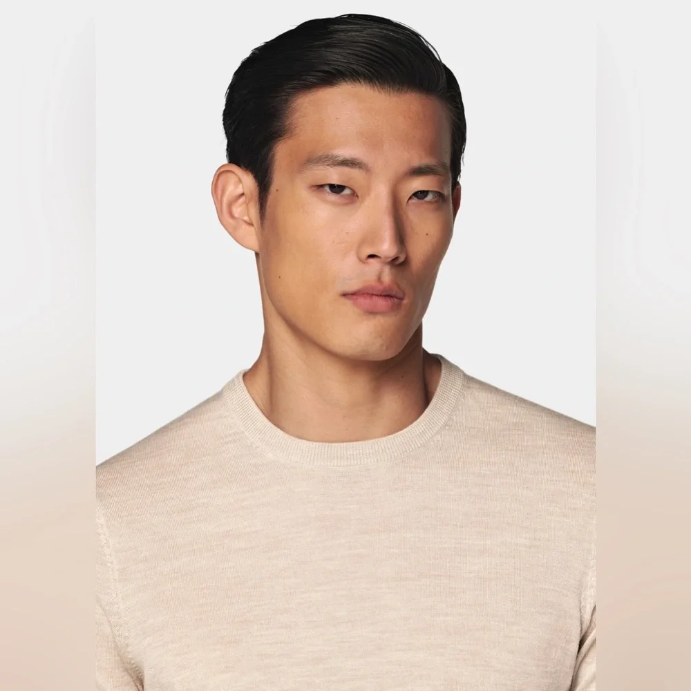 SuitSupply Cream Merino Crewneck - Pure Wool - Size Small - Picture 2 of 10